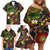 Vanuatu And Australia Aboriginal Family Matching Off Shoulder Short Dress and Hawaiian Shirt Iguana And Kangaroo Together