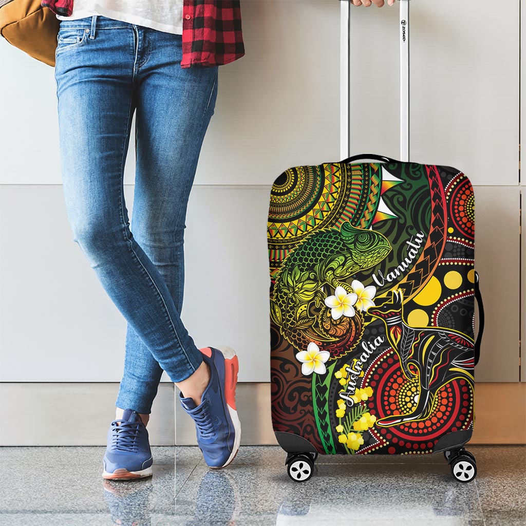 Vanuatu And Australia Aboriginal Luggage Cover Iguana And Kangaroo Together LT05 - Polynesian Pride