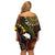 Vanuatu And Australia Aboriginal Off Shoulder Short Dress Iguana And Kangaroo Together