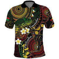 Vanuatu And Australia Aboriginal Polo Shirt Iguana And Kangaroo Together LT05 Black - Polynesian Pride
