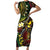 Vanuatu And Australia Aboriginal Short Sleeve Bodycon Dress Iguana And Kangaroo Together