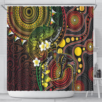 Vanuatu And Australia Aboriginal Shower Curtain Iguana And Kangaroo Together LT05 - Polynesian Pride