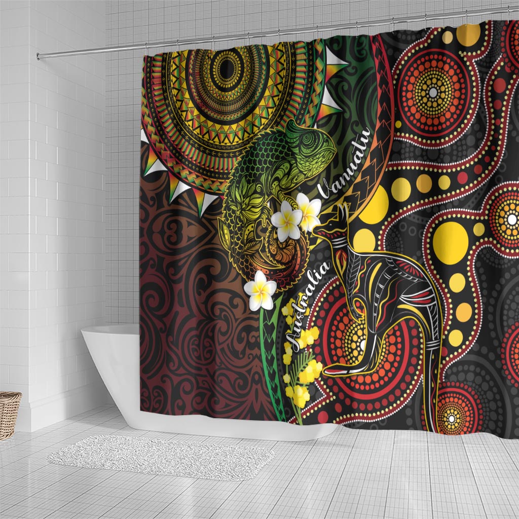 Vanuatu And Australia Aboriginal Shower Curtain Iguana And Kangaroo Together LT05 - Polynesian Pride