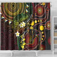Vanuatu And Australia Aboriginal Shower Curtain Iguana And Kangaroo Together LT05 - Polynesian Pride