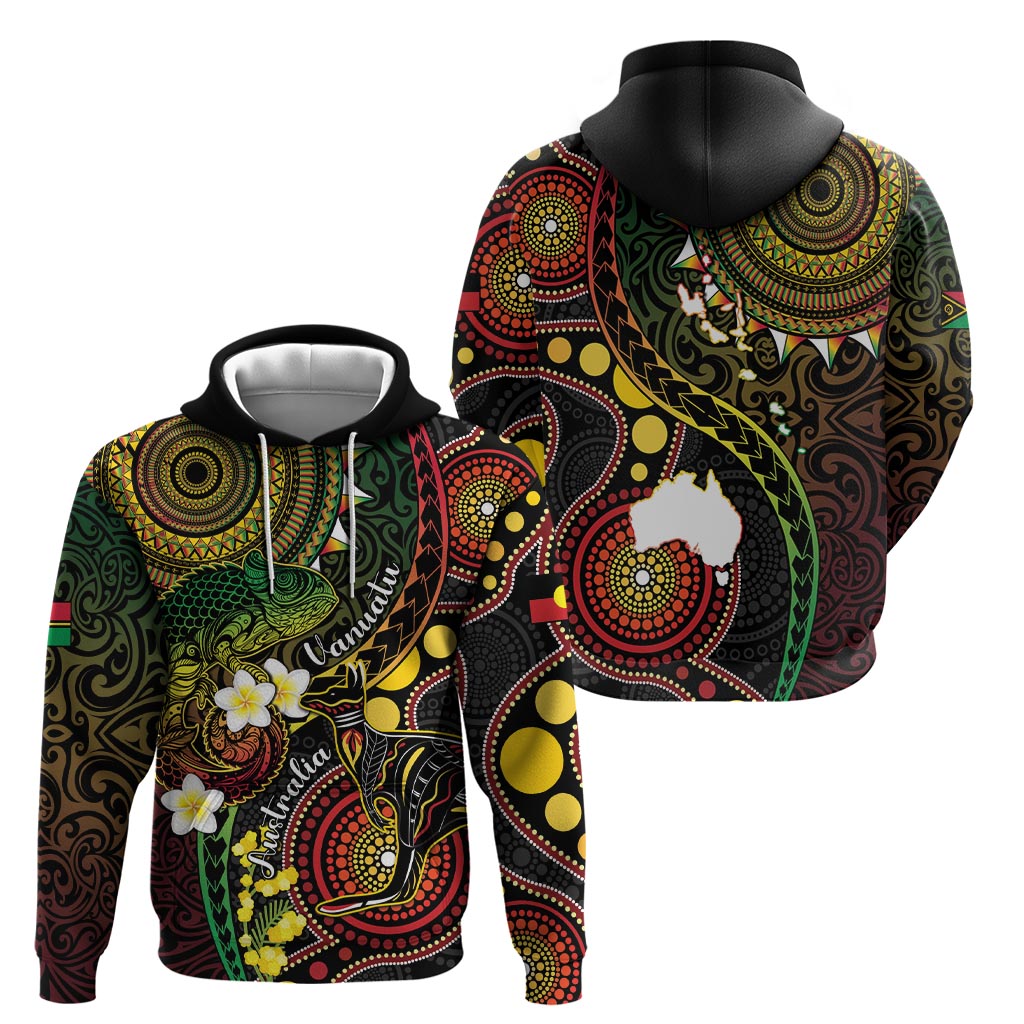 Vanuatu And Australia Aboriginal Zip Hoodie Iguana And Kangaroo Together LT05 - Polynesian Pride