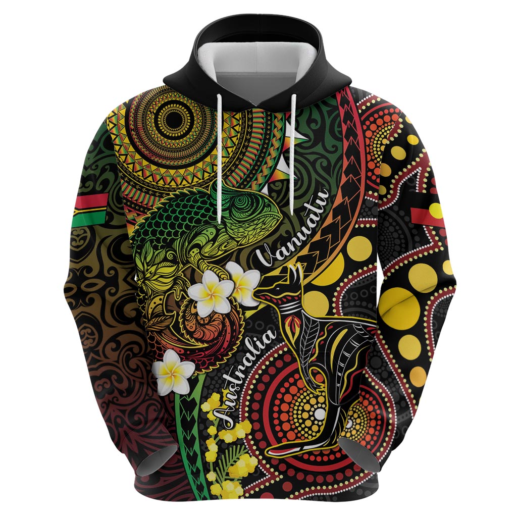 Vanuatu And Australia Aboriginal Zip Hoodie Iguana And Kangaroo Together LT05 - Polynesian Pride