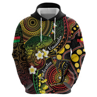 Vanuatu And Australia Aboriginal Zip Hoodie Iguana And Kangaroo Together LT05 - Polynesian Pride