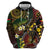 Vanuatu And Australia Aboriginal Zip Hoodie Iguana And Kangaroo Together