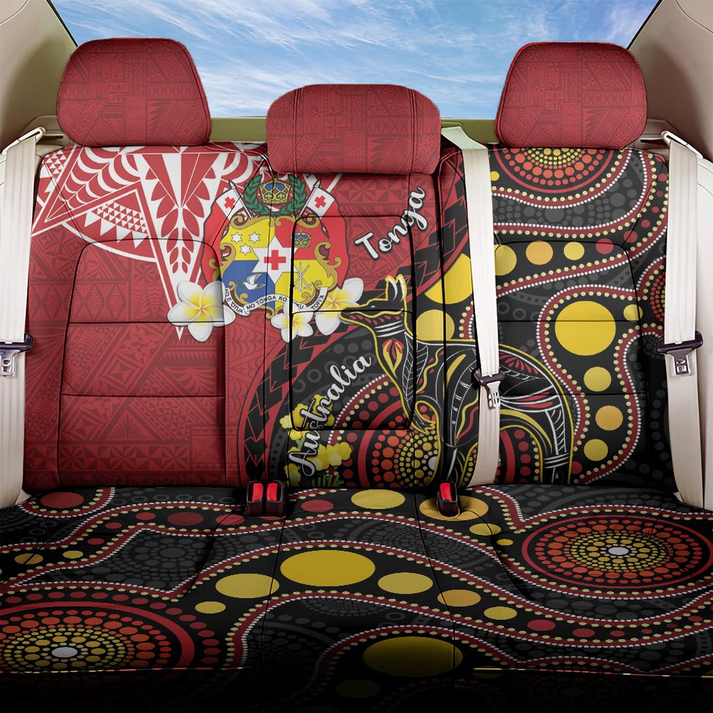 Tonga Ngatu And Australia Aboriginal Back Car Seat Cover Tongan Dove And Kangaroo Together LT05 One Size Red - Polynesian Pride