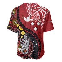 Tonga Ngatu And Australia Aboriginal Baseball Jersey Tongan Dove And Kangaroo Together LT05 - Polynesian Pride