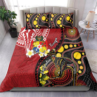 Tonga Ngatu And Australia Aboriginal Bedding Set Tongan Dove And Kangaroo Together LT05 - Polynesian Pride