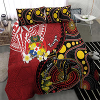 Tonga Ngatu And Australia Aboriginal Bedding Set Tongan Dove And Kangaroo Together LT05 - Polynesian Pride