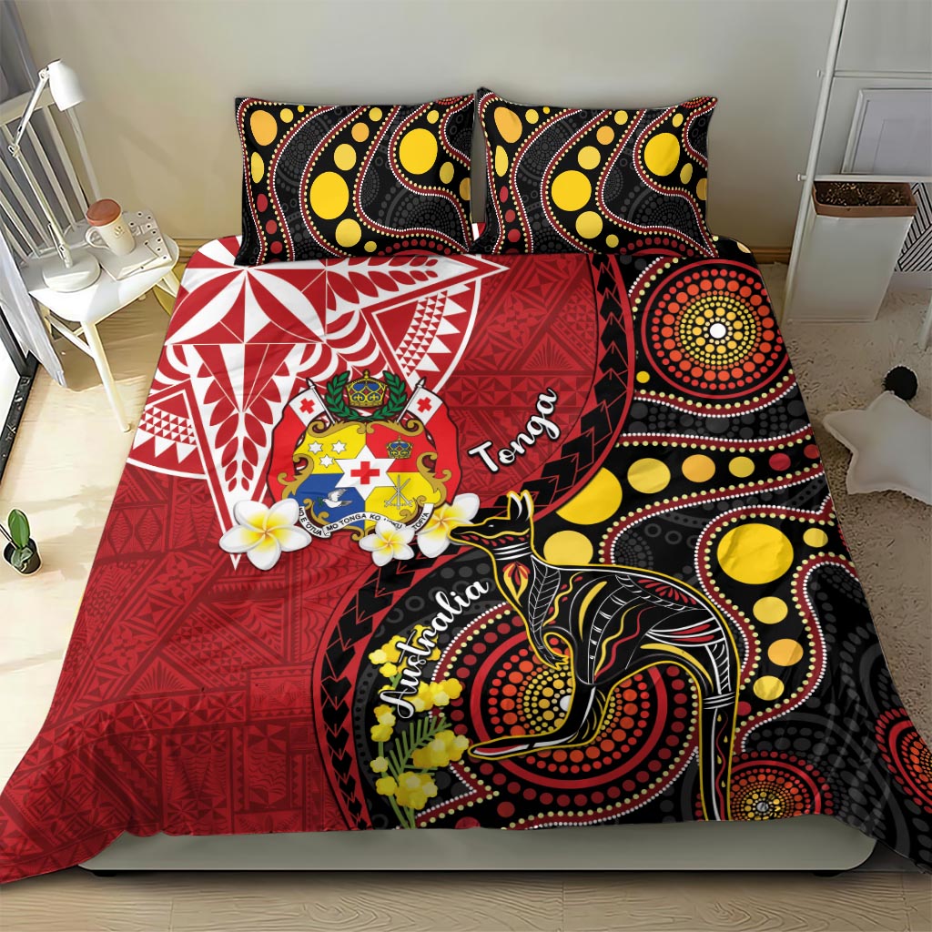 Tonga Ngatu And Australia Aboriginal Bedding Set Tongan Dove And Kangaroo Together LT05 - Polynesian Pride