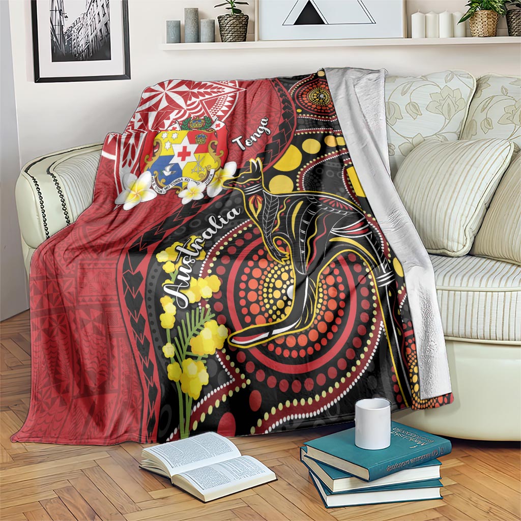 Tonga Ngatu And Australia Aboriginal Blanket Tongan Dove And Kangaroo Together LT05 Red - Polynesian Pride