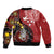 Tonga Ngatu And Australia Aboriginal Bomber Jacket Tongan Dove And Kangaroo Together