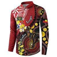 Tonga Ngatu And Australia Aboriginal Button Sweatshirt Tongan Dove And Kangaroo Together LT05 - Polynesian Pride