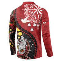 Tonga Ngatu And Australia Aboriginal Button Sweatshirt Tongan Dove And Kangaroo Together LT05 - Polynesian Pride