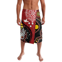 Tonga Ngatu And Australia Aboriginal Lavalava Tongan Dove And Kangaroo Together LT05 Red - Polynesian Pride
