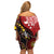 Tonga Ngatu And Australia Aboriginal Off Shoulder Short Dress Tongan Dove And Kangaroo Together