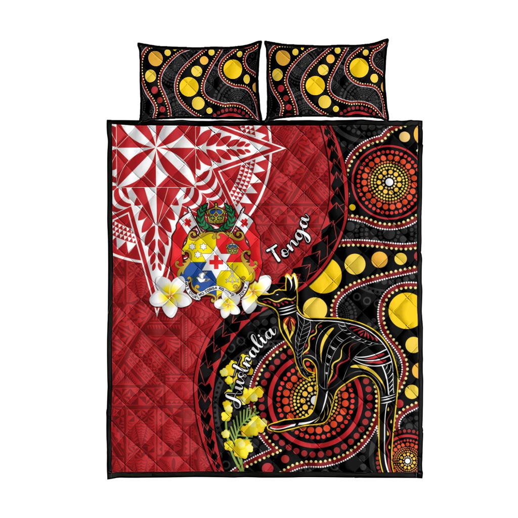 Tonga Ngatu And Australia Aboriginal Quilt Bed Set Tongan Dove And Kangaroo Together LT05 - Polynesian Pride