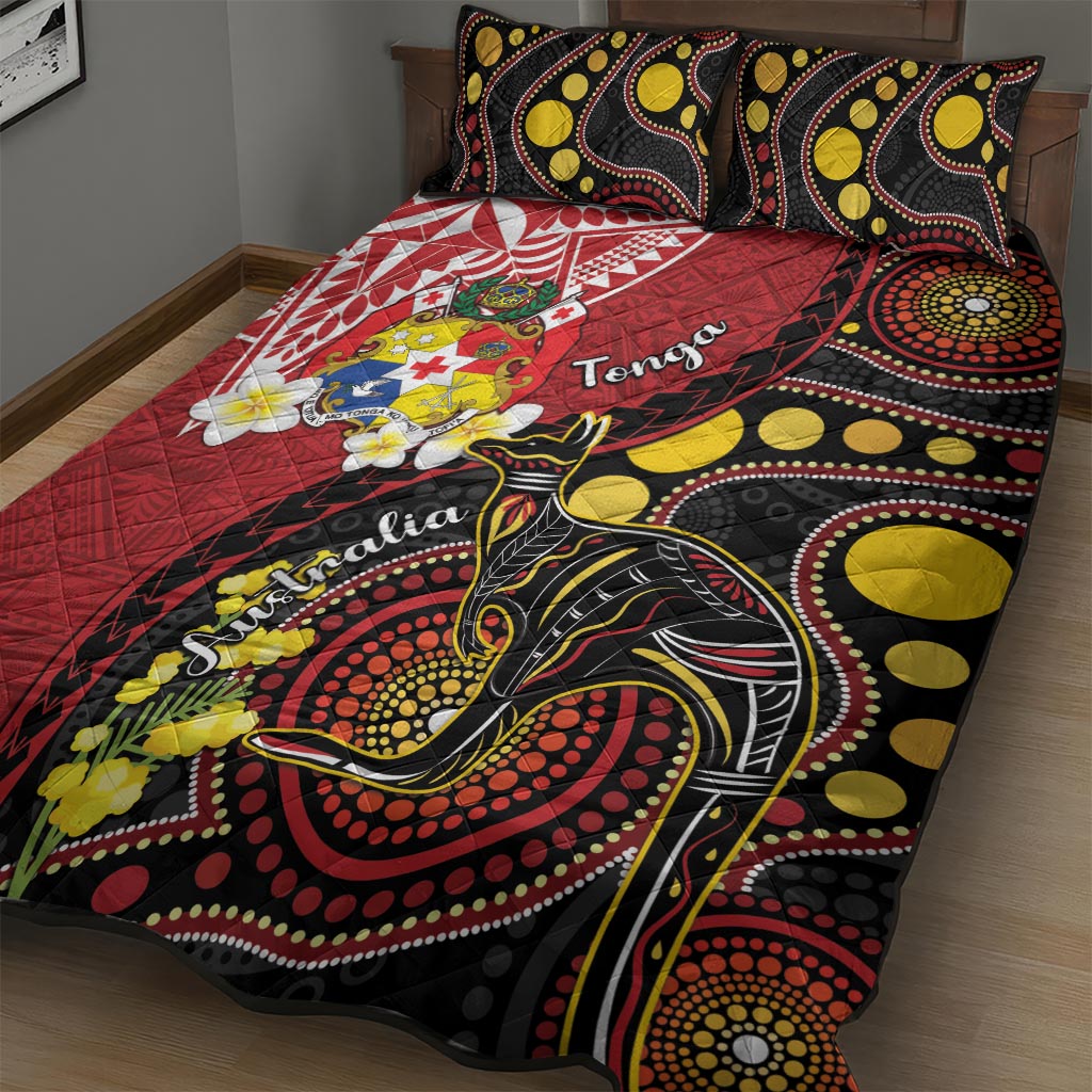 Tonga Ngatu And Australia Aboriginal Quilt Bed Set Tongan Dove And Kangaroo Together LT05 - Polynesian Pride