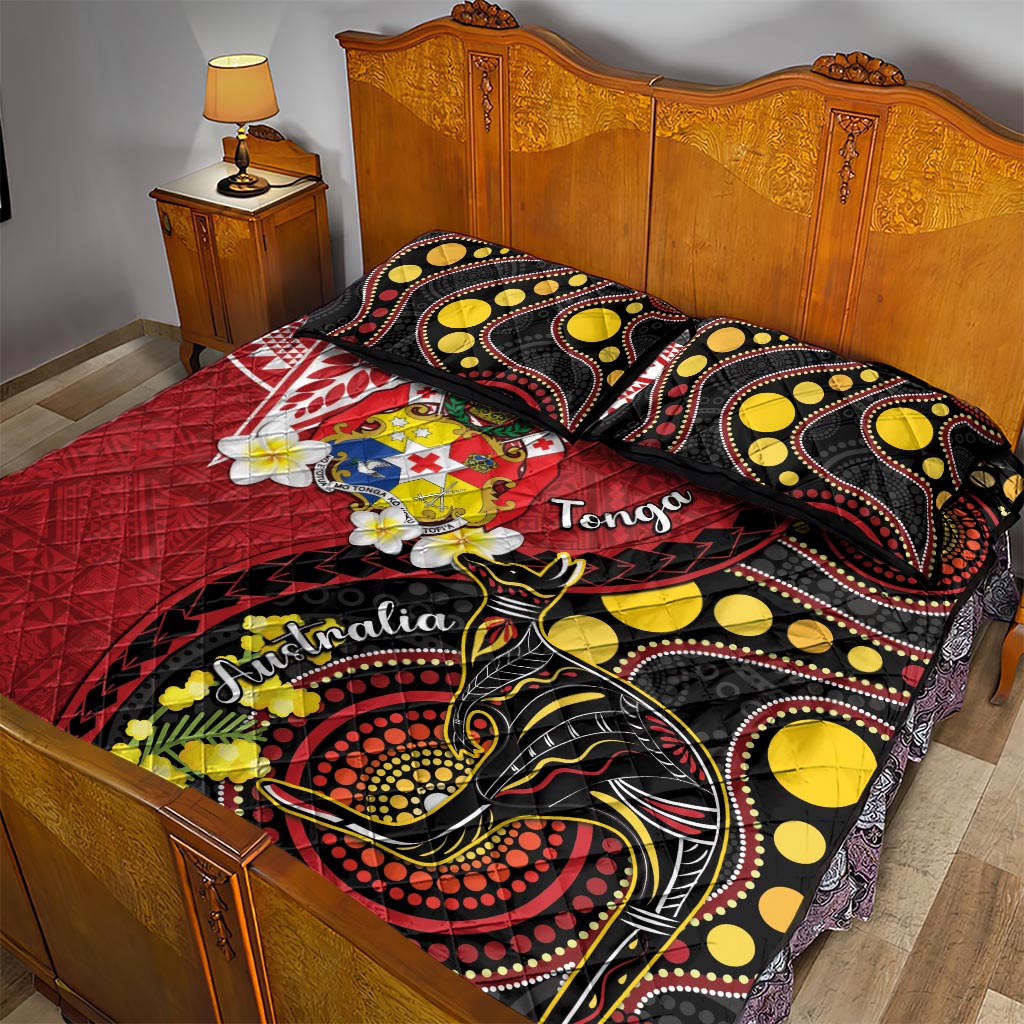 Tonga Ngatu And Australia Aboriginal Quilt Bed Set Tongan Dove And Kangaroo Together LT05 - Polynesian Pride