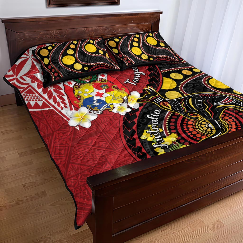 Tonga Ngatu And Australia Aboriginal Quilt Bed Set Tongan Dove And Kangaroo Together LT05 - Polynesian Pride