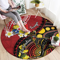 Tonga Ngatu And Australia Aboriginal Round Carpet Tongan Dove And Kangaroo Together LT05 - Polynesian Pride