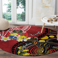 Tonga Ngatu And Australia Aboriginal Round Carpet Tongan Dove And Kangaroo Together LT05 - Polynesian Pride