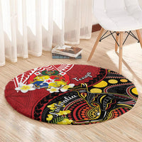 Tonga Ngatu And Australia Aboriginal Round Carpet Tongan Dove And Kangaroo Together LT05 - Polynesian Pride