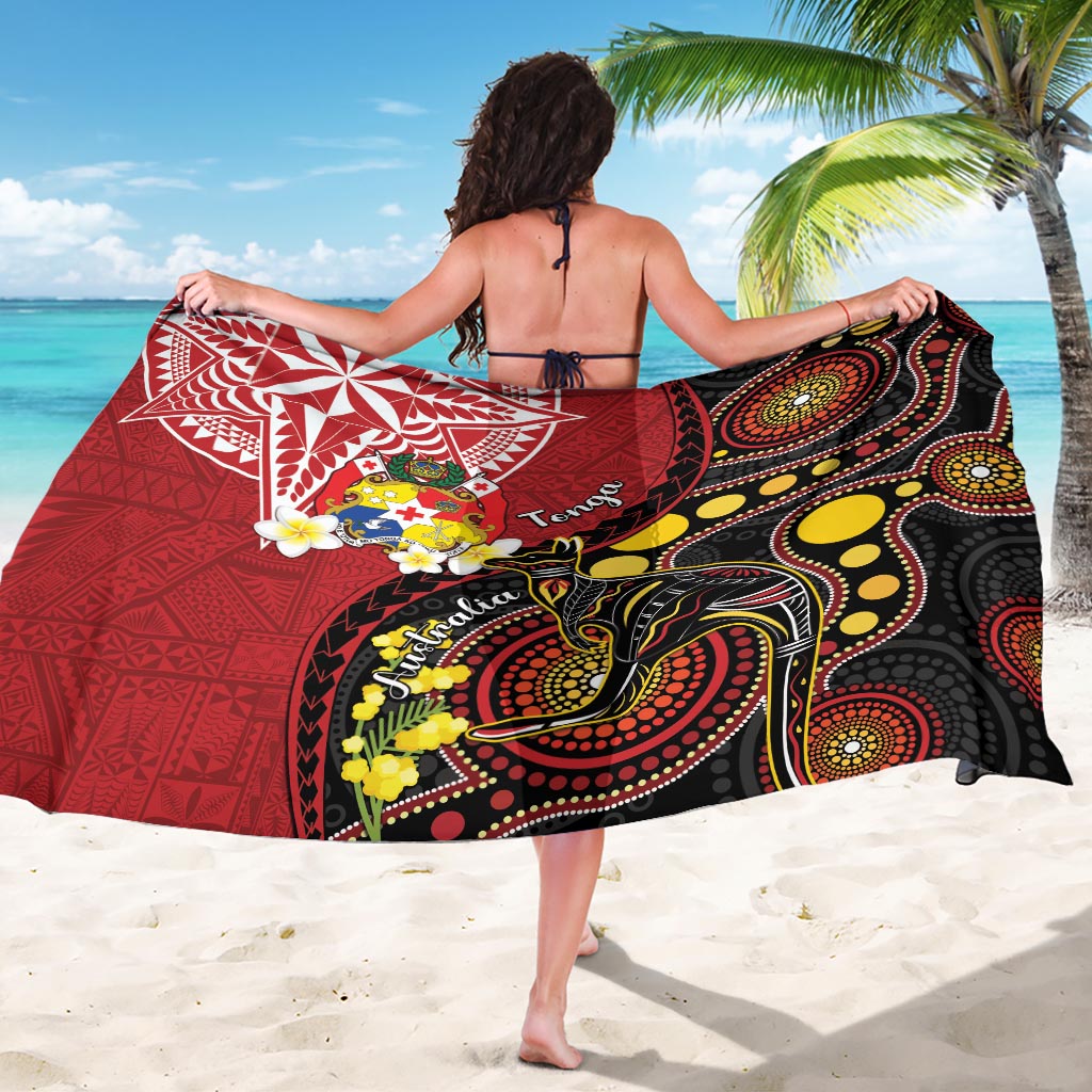 Tonga Ngatu And Australia Aboriginal Sarong Tongan Dove And Kangaroo Together LT05 - Polynesian Pride