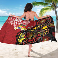 Tonga Ngatu And Australia Aboriginal Sarong Tongan Dove And Kangaroo Together LT05 - Polynesian Pride