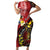 Tonga Ngatu And Australia Aboriginal Short Sleeve Bodycon Dress Tongan Dove And Kangaroo Together