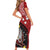 Tonga Ngatu And Australia Aboriginal Short Sleeve Bodycon Dress Tongan Dove And Kangaroo Together