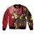 Tonga Ngatu And Australia Aboriginal Sleeve Zip Bomber Jacket Tongan Dove And Kangaroo Together