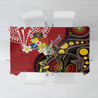 Tonga Ngatu And Australia Aboriginal Tablecloth Tongan Dove And Kangaroo Together LT05 Red - Polynesian Pride