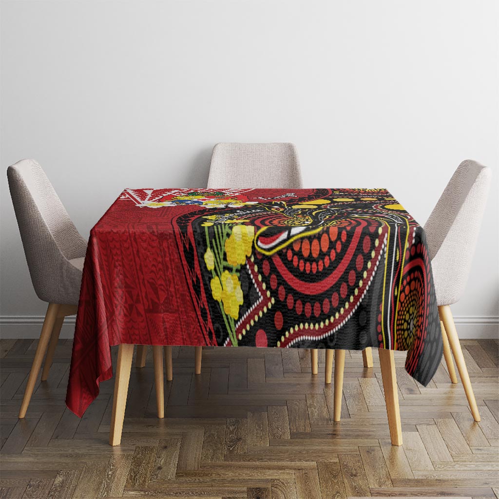Tonga Ngatu And Australia Aboriginal Tablecloth Tongan Dove And Kangaroo Together LT05 - Polynesian Pride