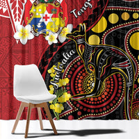 Tonga Ngatu And Australia Aboriginal Window Curtain Tongan Dove And Kangaroo Together LT05 - Polynesian Pride