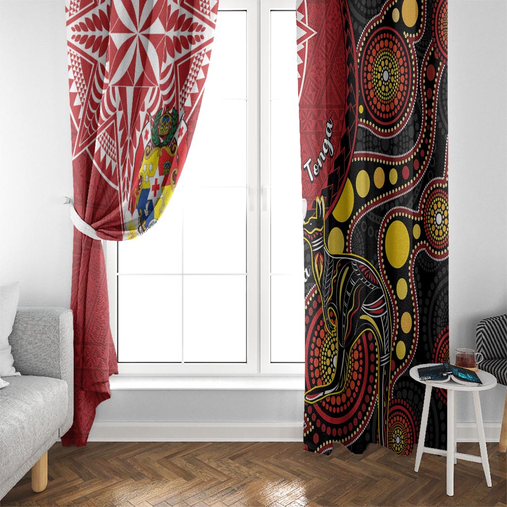 Tonga Ngatu And Australia Aboriginal Window Curtain Tongan Dove And Kangaroo Together LT05 - Polynesian Pride