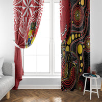 Tonga Ngatu And Australia Aboriginal Window Curtain Tongan Dove And Kangaroo Together LT05 - Polynesian Pride