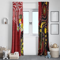 Tonga Ngatu And Australia Aboriginal Window Curtain Tongan Dove And Kangaroo Together LT05 - Polynesian Pride