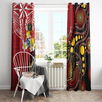 Tonga Ngatu And Australia Aboriginal Window Curtain Tongan Dove And Kangaroo Together LT05 - Polynesian Pride