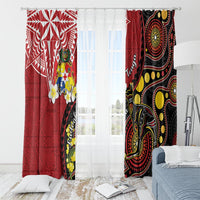 Tonga Ngatu And Australia Aboriginal Window Curtain Tongan Dove And Kangaroo Together LT05 - Polynesian Pride