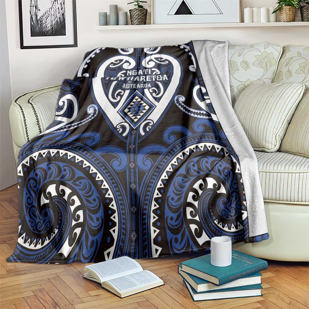 Aotearoa Ngati Tuwharetoa Blanket Maori Tribal Pattern LT05 Navy - Polynesian Pride