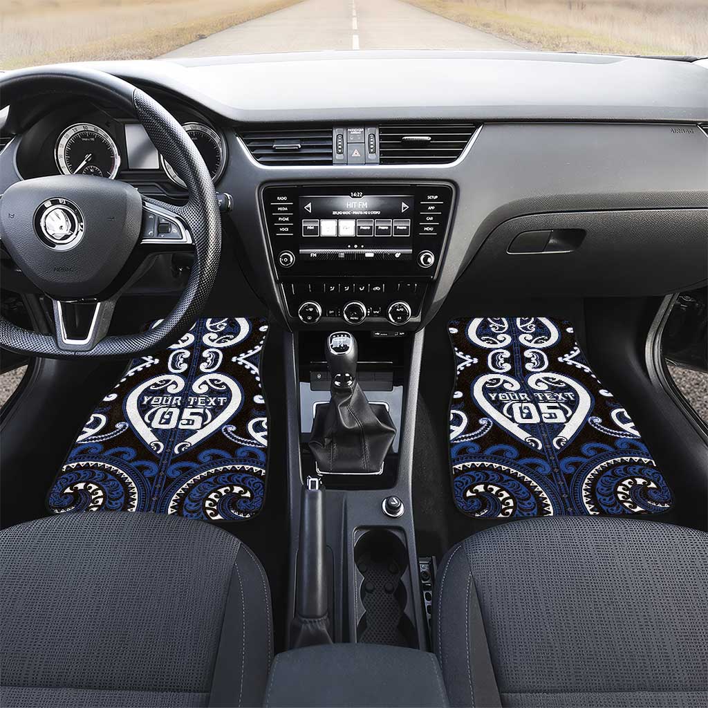 Aotearoa Ngati Tuwharetoa Car Mats Maori Tribal Pattern LT05 Set 2pcs - Front Navy - Polynesian Pride