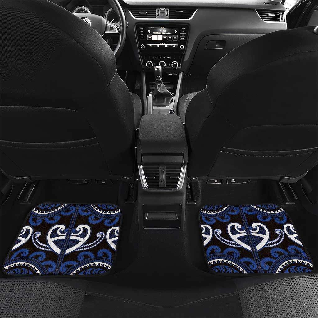 Aotearoa Ngati Tuwharetoa Car Mats Maori Tribal Pattern LT05 Set 2pcs - Back Navy - Polynesian Pride