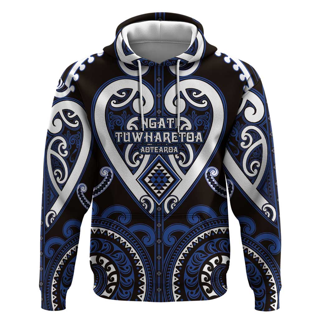 Custom Aotearoa Ngati Tuwharetoa Hoodie Maori Tribal Pattern LT05 Pullover Hoodie Navy - Polynesian Pride
