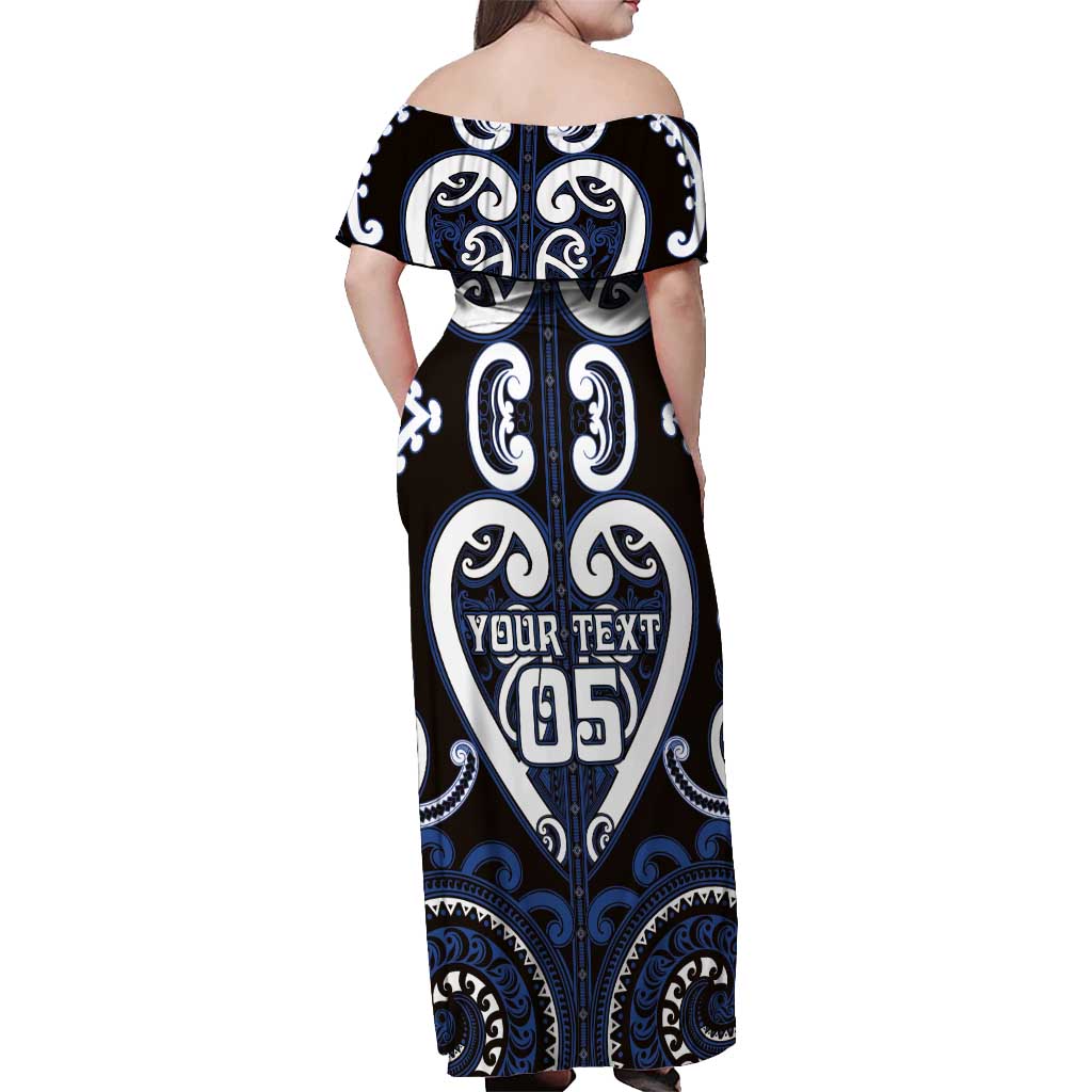 Custom Aotearoa Ngati Tuwharetoa Off Shoulder Maxi Dress Maori Tribal Pattern LT05 - Polynesian Pride