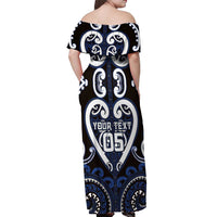 Custom Aotearoa Ngati Tuwharetoa Off Shoulder Maxi Dress Maori Tribal Pattern LT05 - Polynesian Pride