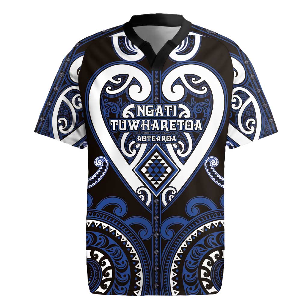 Custom Aotearoa Ngati Tuwharetoa Rugby Jersey Maori Tribal Pattern LT05 Navy - Polynesian Pride